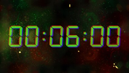 Poster - Animation of blue digital clock timer changing on black background