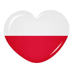 Wall Mural - 3D heart-shaped icon of the Poland flag on a transparent background. Button of the country's flag. Vector illustration
