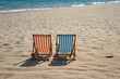 © Юлия Васильева - Two deck chairs on the beach. Summer vacation and travel concept.