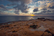 Fantastic sunset exposure views of rocky coast  famous  Dwejra  rocks , Gozo island,  Malta