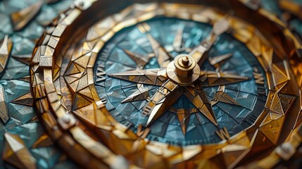 Aufkleber - Designed in the low poly style, this is an abstract compass.