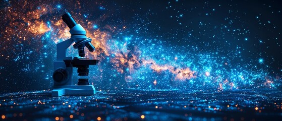 Leinwandbilder - Abstract mash line and point microscope on background with an inscription. Starry sky or space, consists of stars and the universe.  illustration for science and education.