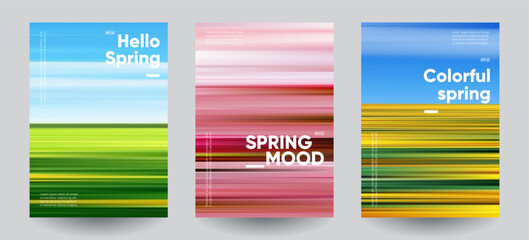Poster - spring mood backgrounds set. creative gradients in spring colors.