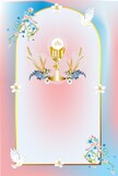 Fototapeta  - composition with characteristic symbols of Holy Communion