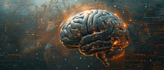 Aufkleber - Printed circuit board representing artificial intelligence (AI). AI, data mining, deep learning, modern digital technologies.