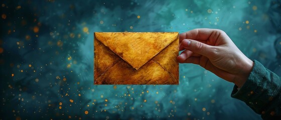 Poster - Handwritten letters in envelops. AI mailing, email icon, inbox logo, envelope symbol, e-mail mailbox, send notice, message receive, correspondence e, email address, AI newsletter concept.