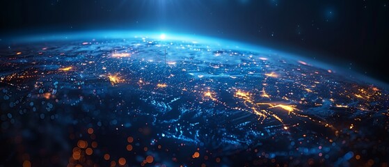 Leinwandbilder - Detailed illustration of a planet Earth as a starry sky, with points, lines, and shapes forming planets, stars, and the universe.