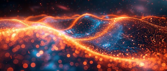 Poster - An abstract  representation of a big data funnel depicting a starry sky or space with a galaxy, stars, and planets.