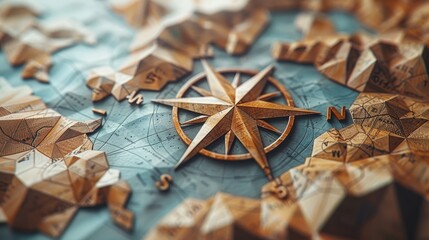 Aufkleber - A low-poly design of an abstract compass