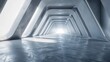 This is a 3D render of abstract futuristic architecture with a concrete floor...