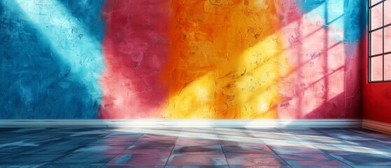 Aufkleber - Adding shadows to the wall and a blank colorful wall background. 3D rendering.