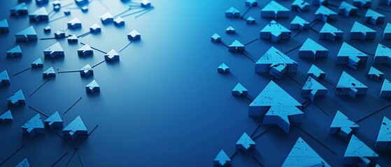 Poster - There are two up arrows against a deep blue background and one big up arrow. Business growth, development progress, statistics for financial companies, investment growing concept, financial result