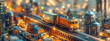 Miniature Model Train Set With Intricate Details And Warm Lighting