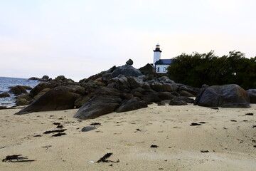 The lighthouse of Pontusval is located on the tip of Beg-Pol, commune of Brignogan-Plages