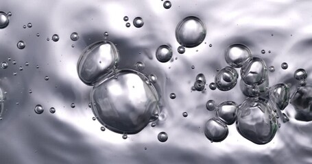 Wall Mural - slow motion macro of floating micro particles molecules in liquid are analyzed with microscope by ch