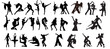 set of silhouettes of dancing people