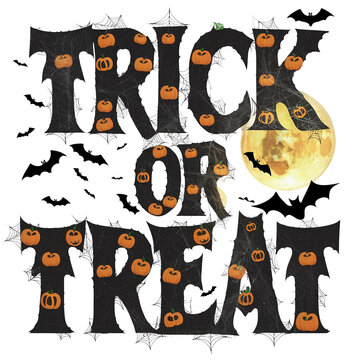 Trick or treat typography tshirt logo design png image. Ai generated 