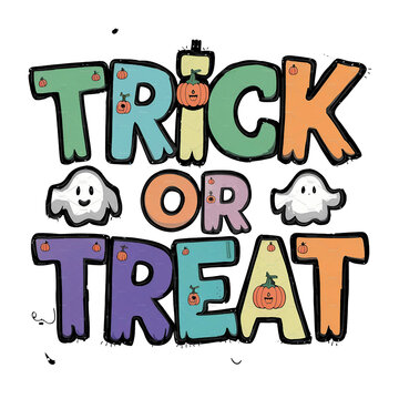 Trick or treat typography tshirt logo design png image. Ai generated 