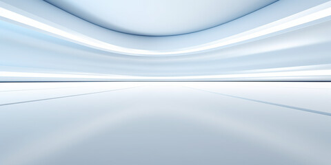 Wall Mural - empty space inside futuristic room, showroom, spaceship, hall or studio in perspective. include ceil