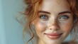 A Smiling Face, The Beauty of Freckles, Redheaded Woman with Blue Eyes, Portrait of a Young Lady.