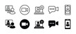 © Vilogsign - Video call thin line icon set. Containing conference, chat message, online, mobile, and video camera for communication. Vector illustration