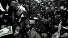 The Fall Of The Sign Is The Dollar. Animation Of Falling Signs. Animation, Created In Large 3D Physics. 