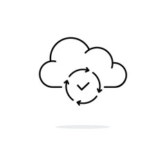 Fototapete - black thin line cloud like data update icon. linear trend modern graphic stroke design easy workflow logotype web element isolated on white. concept of data transaction pictogram or info database sign