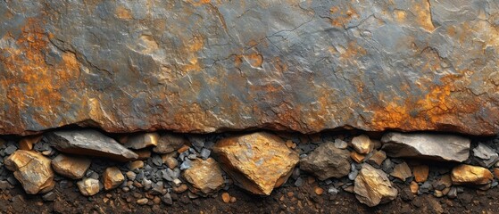 Wall Mural - Rocky Shore, Nature's Artistry, The Beauty of Rocks, A Geological Exhibit.