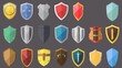 Set of different shield icons in a flat design. Shield icons collection 