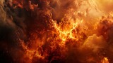 Fototapeta Panele - inferno, Silhouette of a demon in bright flame