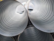 Close-up of Aluminum Air Tubes. Construction Site Stack