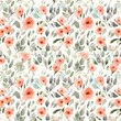 Soft watercolor seamless pattern with radiant red and orangeade flowers intermingled with desert foliage.