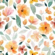 A soft watercolor pattern blending orangeade shades with radiant red in a delicate floral display. Ideal for peaceful interior themes and fabric designs.