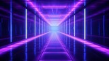 Fototapeta Perspektywa 3d - abstract neon background with ascending pink and blue glowing lines. Fantastic sci-fi corridor and wallpaper with colorful laser rays