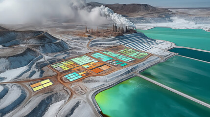 Wall Mural - Simulated Aerial View of Lithium Mining