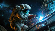 © Olga - an astronaut performs welding work in outer space