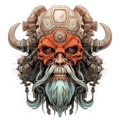 cyborg head vector viking