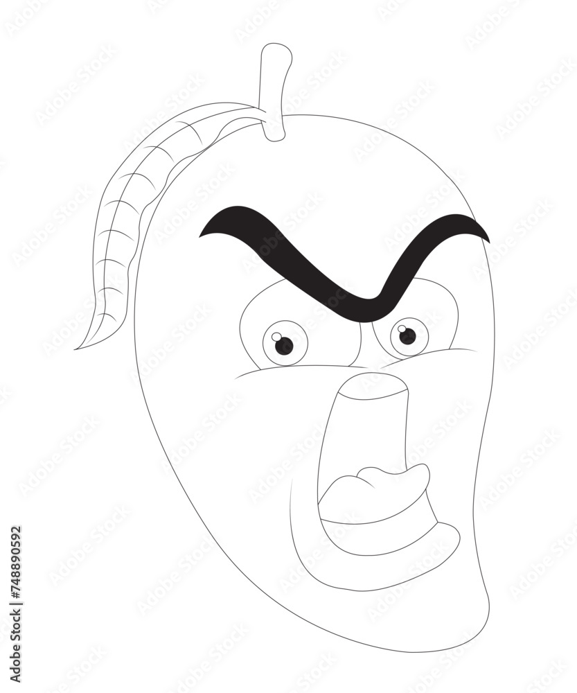 Funny fruits coloring page for kids and adults Stock Vector | Adobe Stock