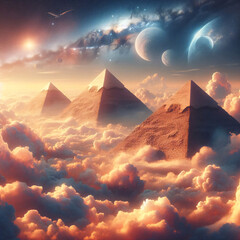 Poster - Floating Pyramids - Cloud-Bound Egyptian Majesty