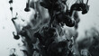 black ink in water close-up, abstract background, creative design
