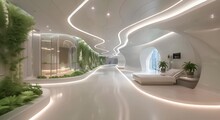 Futuristic Hospital With Healing Light Gardens