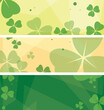 horizontal banners with green clover leaves. Template for saint Patrick day. Vector