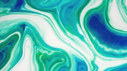  Green and Blue dynamic background mixing liquid paints art. Modern futuristic pattern marble translucent colors texture