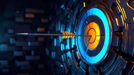 Poster - Archery target with arrows on dark background