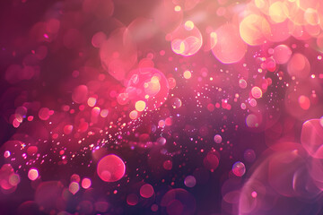 Poster - Pink and red bokeh lights background. Abstarct blurred glitter backdrop. Defocused light. Design for banner, wallpaper. Festive glowing lights, sparkle effect. Romance, Love, Valentine's Day concept