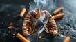 Health Dangers of Tobacco Hyperrealistic Still Life of Cigarettes and Nicotine