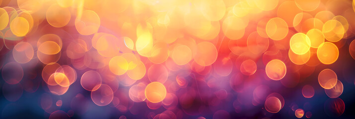 Poster - Abstract sunset bokeh background. Blurred shiny glitter backdrop. Defocused sunlight. Evening scene. Design for banner, wallpaper, header