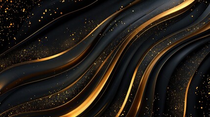 Poster - Elegant black and gold abstract background with gold glitters. Perfect for luxury and festive designs