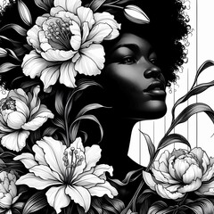 Wall Mural - Black woman painting	
