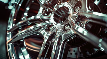 Wall Mural - Close up of a shiny wheel on a car, suitable for automotive industry